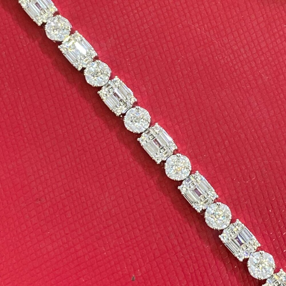 Women's Solid 925 Sterling Silver 7 Inch CZ Tennis Bracelet fancy 5 mm /m4